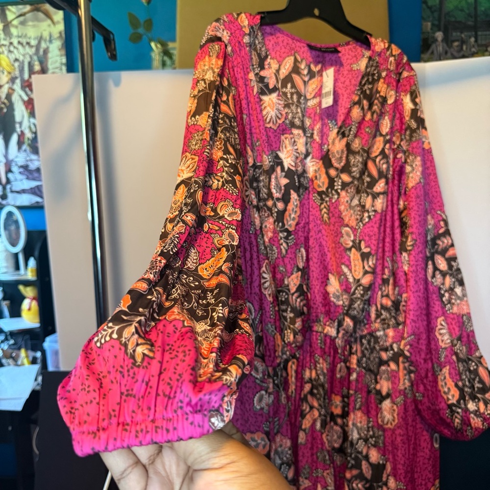 NWT Lane Brant Satin Tiered Ruffle-Detail Midi Dress Size: 22 - Picture 9 of 12